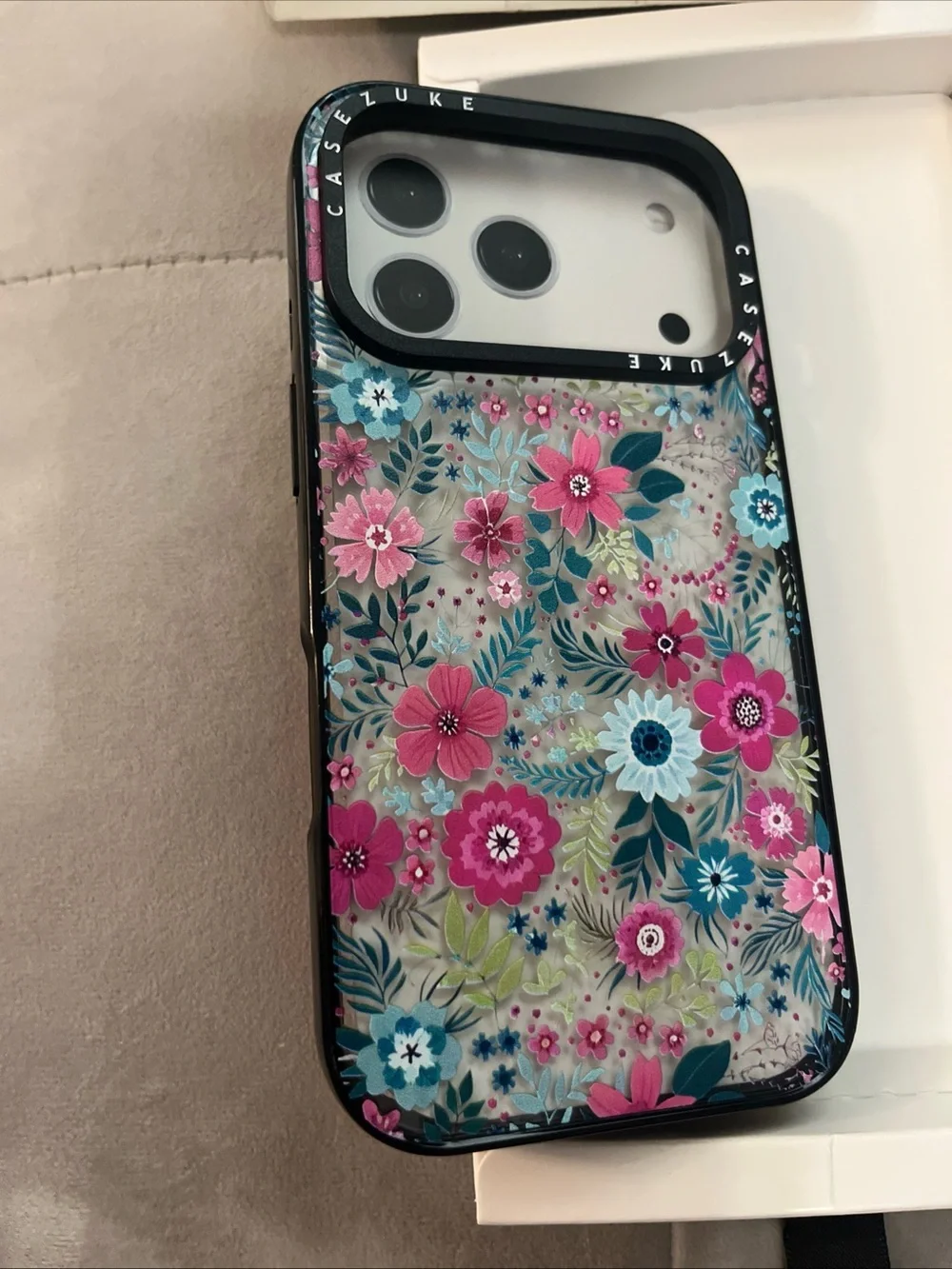 Casezuke iPhone 17 Case 6.3in, Floral TPU, Shockproof, Clear/Blck Trim